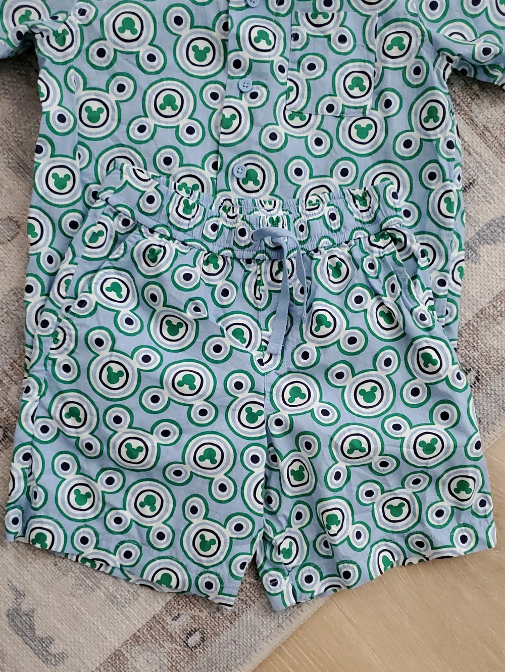 Disney x Hanna Andersson Boys Mickey Mouse Cotton poplin set Shirt Shorts Sz6-7
